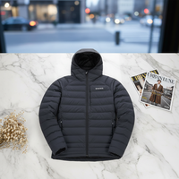 Veste d'hiver personnalisée pour homme grande taille en toile matelassée coupe-vent imperméable en nylon avec fermeture éclair, coupe-vent à capuche brodé