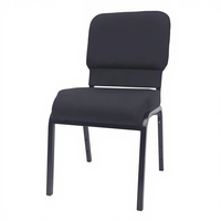 Chaise d'église empilable en tissu noir avec revêtement en tissu pastor interlock