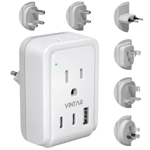 VINTAR Kit adaptateur de voyage universel 3 ports USB adaptateur américain pour US EU UK Inde AUS Afrique