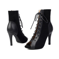 Bottes de danse latine pour femmes, en daim, pour la salle de bal, salsa, tango, jazz, talons hauts, bottes en mesh, danse moderne