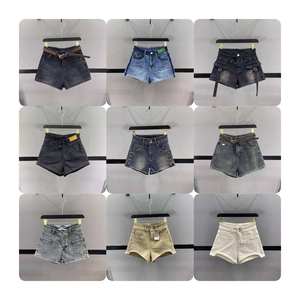 Shorts de Mezclilla de Cintura Alta para <span class=keywords><strong>Mujer</strong></span>, Transpirables, Estilo Vintage, con Elástico Rizado y Detalle Perforado, Color Lavado, Casuales para Verano - Product Image 6