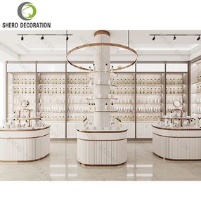 Muebles de Tienda de Cosméticos de Lujo, Exhibidor de Productos para el Cuidado de la Piel con Decoración y Diseño de Gabinete de Pared con LED Dorado - Product Image 6