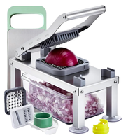 Hachoir à légumes manuel pratique en acier inoxydable 15-en-1 antiadhésif, trancheuse multi-lames, coupe-salade pour oignon et pomme de terre, pour la cuisine