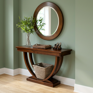 Modern Solid Wood Console <b>Table</b> Wall <b>Mirror</b> Minimalist Design Durable Eco-Friendly Living Room Hotel Furniture Set Indonesia - Product Image 2