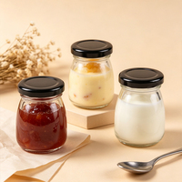 Pot en verre transparent avec couvercle à vis noir, idéal pour le yaourt, la confiture, le miel et les desserts – Offre spéciale