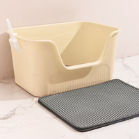 Lettiera per Gatti Grande e Aperta, Toilette Rettangolare in Plastica per Gatti da Interno, Facile da Pulire