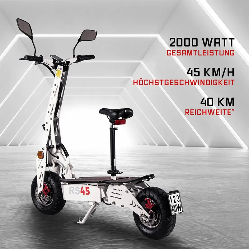 2023 Scooter électrique pliable de nouvelle conception 2000W 45 KM/H avec frein mécanique ou frein hydraulique