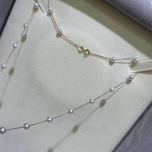 S925 Silver Starry Sky Pearl <b>Necklace</b>, 4-4.5mm Near Round Extreme Luster Flawless Pearl Jewelry manufacturer - Product Image 3