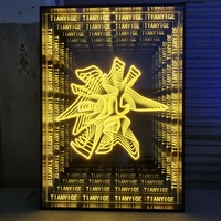Décoration de miroir infini 3D avec éclairage LED, enseignes lumineuses, source de lumière néon, alimentation AC/DC, utilisation en extérieur