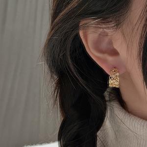 Pendientes de Plata de Ley S925 de Estilo Retro Francés, con Diseño de Encaje, Huecos, con Circonita, Estilo Simple y Moderno - Product Image 3