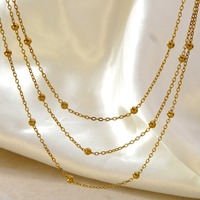 Collier triple multicouche en chaîne perlée en acier inoxydable avec perles espacées, accessoires féminins modernes pour usage quotidien, vente en gros TGXL14738