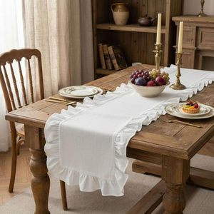 Runner da Tavola con Bordo Ondulato e Volant, 72 Pollici, in <span class=keywords><strong>Cotone</strong></span>, Lavabile, Stile Rustico Shabby Chic, Decorazione per Casa e <span class=keywords><strong>Cucina</strong></span>, Colore Personalizzabile - Product Image 2
