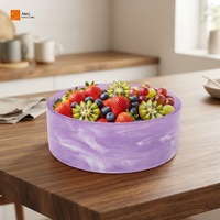 Conjunto de Tigelas para Salada Polidas em Poliresina Roxo Redemoinho Âmbar Ecológico, Prato de Frutas para Servir na Cozinha, Luxuoso Minimalista para Festas