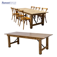 Table de ferme rustique pliable en bois de pin d'extérieur, mobilier de ferme, table à manger pliable pour les événements