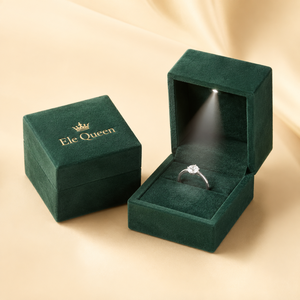 Luxury Rectangle Simple Velvet Ring <b>Box</b> with LED Light 6.5x6.5x5cm Jewelry Gift Packaging <b>Box</b> for Engagement Rings - Product Image 4