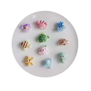 New Novelty 100Pcs 10*15MM Mini Resin Ocean Sea Animals Cabochons Starfish Turtle Fish Flatback Embellishments For Crafts DIY