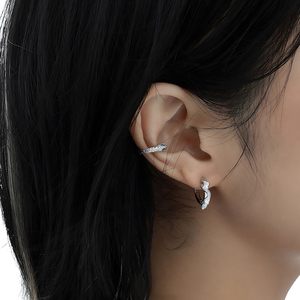 Pendientes <span class=keywords><strong>de</strong></span> Clip con Forma <span class=keywords><strong>de</strong></span> <span class=keywords><strong>Serpiente</strong></span> Esmerilada con Zirconia Azul, para Mujer, Sin Perforación, Plata <span class=keywords><strong>de</strong></span> Ley 925, Joyería Fina Personalizada - Product Image 3