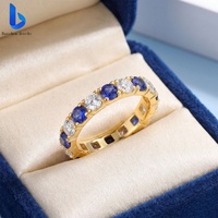 Bague de mariage en or 10k 14k 18k avec diamant bleu de laboratoire VVS de haute qualité, bijoux fins pour femmes sur mesure