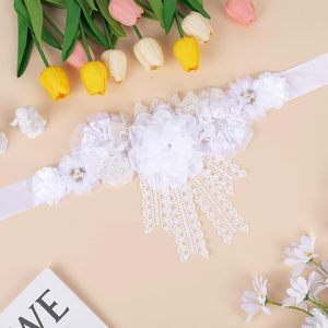 Ceinture de maternité bohème en dentelle blanche pour baby shower, thème floral, ceinture de ventre pour future maman, <span class=keywords><strong>décorations</strong></span> de fête - Product Image 3
