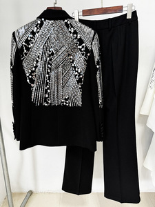 <span class=keywords><strong>Ensemble</strong></span> de costume deux pièces noir de luxe, blazer à paillettes argentées, <span class=keywords><strong>pantalon</strong></span> long, tenue de soirée formelle, costumes formels <span class=keywords><strong>pour</strong></span> femmes - Product Image 2