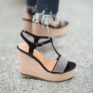 Women's Shoes New Styles Heel Shiny Strap Sandals <strong>with</strong> <strong>Wedge</strong> <strong>Platform</strong> for Moms - Product Image 4