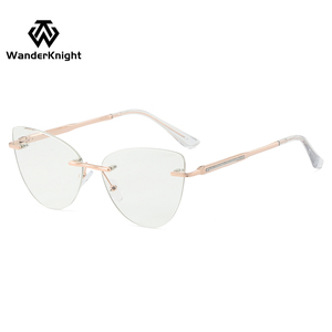 <span class=keywords><strong>Occhiali</strong></span> <span class=keywords><strong>da</strong></span> <span class=keywords><strong>vista</strong></span> senza cornice <span class=keywords><strong>da</strong></span> donna alla moda rosa blu che bloccano la luce cornici ottiche per ragazze motivo animale - Product Image 4
