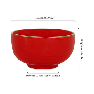Service de vaisselle en porcelaine <span class=keywords><strong>rouge</strong></span> 18 pièces, 12 assiettes et 6 petits bols en céramique pour la maison et les fêtes de mariage - Product Image 4