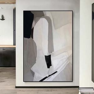 <span class=keywords><strong>Pittura</strong></span> murale astratta di tela bianca nera fatta a mano <span class=keywords><strong>pittura</strong></span> a olio <span class=keywords><strong>geometrica</strong></span> moderna minimalista decorazione di arte della parete - Product Image 2