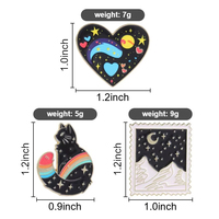 Badge Métallique Dessin Animé Chat Noir Amour Ciel Étoilé Arc-en-ciel Univers Sombre Accessoire de Sac à Dos Broche