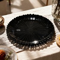 Assiette de présentation ronde en verre cristal pour mariage, 13 pouces, dorée, vaisselle noire pour décoration de table
