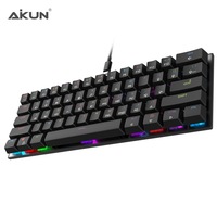 AIKUN GX9610 kablolu gökkuşağı arka oyun klavyesi mekanik anahtarları multimedya 61 anahtar Mini taşınabilir klavyeler