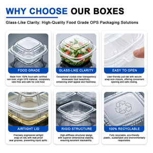 Wholesale Custom Take Out Food <b>Container</b> Packaging Ops Plastic Clamshell Box With Lid For Fruit Bakery <b>Takeaway</b> - Product Image 4
