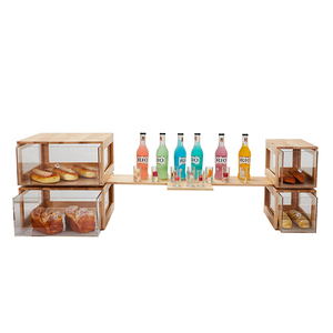<span class=keywords><strong>Colonne</strong></span> de boulangerie étroite en bois avec tiroirs en acrylique transparent pour autre planche à découper à fond coulissant pour restaurant d'hôtel grande capacité - Product Image 5