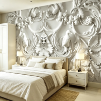Papier peint mural 3D stéréo blanc, style européen classique, fleurs en relief, décoration murale pour salon, fond de télévision, papier peint mural