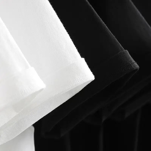 T-shirts unis pour hommes en coton 100% de 230 g/m², noir et blanc, avec logo personnalisé, nouveau design estival, haute qualité, décontractés pour le quotidien - Product Image 6