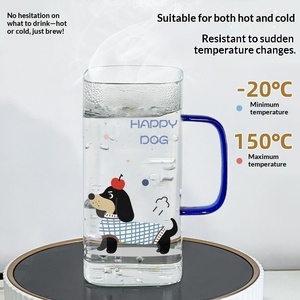 Mug carré en verre élégant résistant à la chaleur avec poignée et paille, tasse à lait portable pour femmes de bureau - Product Image 3