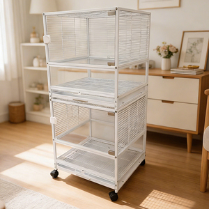 <span class=keywords><strong>Cage</strong></span> à oiseaux de luxe moderne classique en <span class=keywords><strong>verre</strong></span> et acier inoxydable pour l'élevage de petits oiseaux et de perroquets - Product Image 2