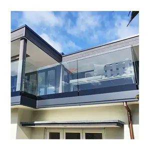 Outdoor <strong>Balcony</strong> Facia Mount <strong>Aluminum</strong> Frameless Balustrade U Channel Glass <strong>Railing</strong> Post - Product Image 1