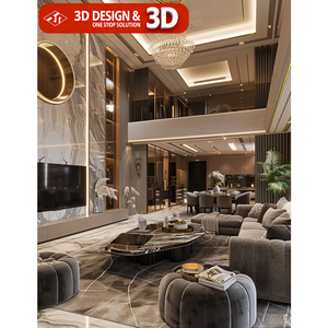 Layanan Desain Interior Rendering 3D, Dekorasi Rumah Arsitektur, Desain Interior untuk Villa, Gambar Efek - Product Image 2