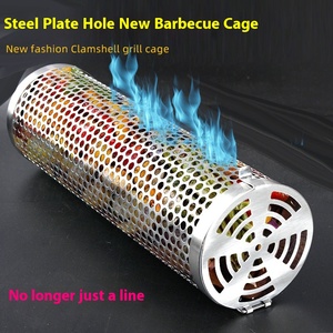 Parrilla de <span class=keywords><strong>barbacoa</strong></span> multifuncional para exteriores con cesta de ahumado, tambor giratorio y cesta metálica de rejilla - Product Image 2