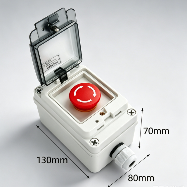 22MM Emergency Stop Button with Plastic E-Stop Box Metal 1NO 1NC Emergency Stop Start Red Push Button Switch Station Box