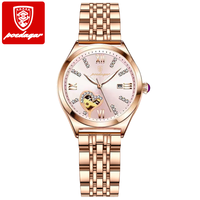 POEDAGAR Montre Femme Tendance Or Rose Acier Inoxydable Étanche Date Lumineuse Quartz Cadeau pour Petite Amie