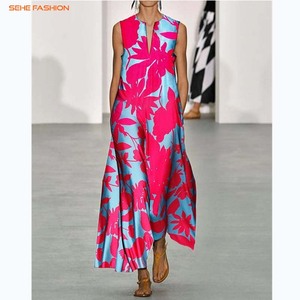 Vestidos Casuales Estampados Africanos con Cuello en V y Corte en A para Mujer Talla Grande - Product Image 3