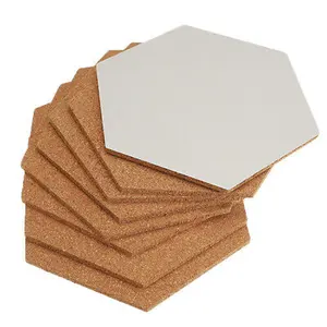 6 Pcs משושה פקק לוח 12 "x 10.2"-1/2 "עבה קיר לוחות מודעות דקורטיבי קיר פקק אריחי