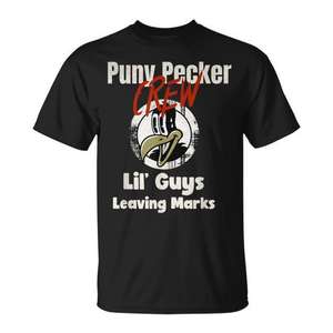 Camiseta Puny Pecker Crew con diseño de humor negro, talla para adultos - Product Image 1