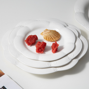 WEIYE Offre Spéciale OEM/ODM HoReCa 7.5/ 9/ 10.5/ 12 pouces en <span class=keywords><strong>porcelaine</strong></span> blanche motif nuage plat plat en céramique plaque - Product Image 4