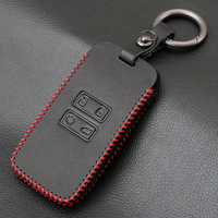 Étui pour clé de voiture en cuir PU avec porte-clés métallique pour Kadjar/Captur/Clio Megane (1ère génération) - Protection de clé noire durable et sécurisée