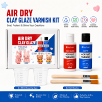 TIMESRUI Kit de Vernis à l'Argile Auto-Durcissante 60ml avec Pinceaux, Gobelets de Mesure, Fini Mat et Brillant, Scellant Imperméable pour Artisanat en Argile et Bois