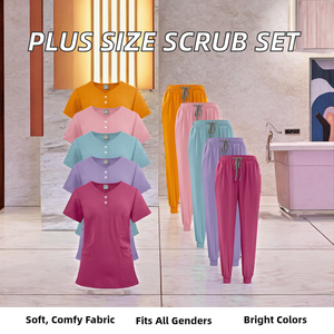 ชุดสครับสำหรับโรงพยาบาลไซส์ใหญ่พิเศษ แบบ unisex สำหรับพยาบาล ICU และแพทย์  คุณสมบัติการซักมือได้ ยี่ห้อ JINTENG ผ้าทวิลล์คอตตอน 100%  แบบเย็บด้วยเข็ม - Product Image 2