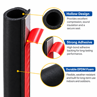 Joint d'étanchéité en caoutchouc EPDM en forme de D de 14 mm x 12 mm, auto-adhésif, profilé en bulbe creux, pour portes et fenêtres de voitures, camions, camping-cars et bateaux